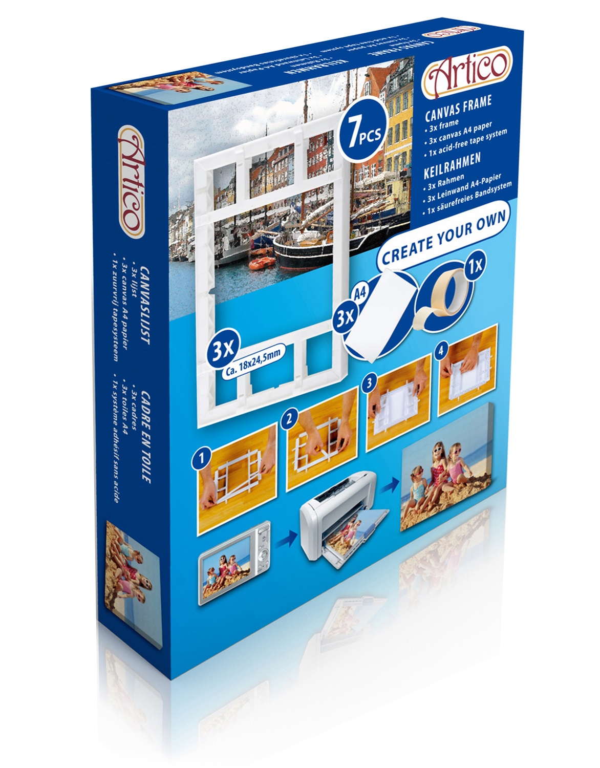 7pcs Create Your Own A4 DIY Wall Canvas Picture Frames Kit Tape Arts