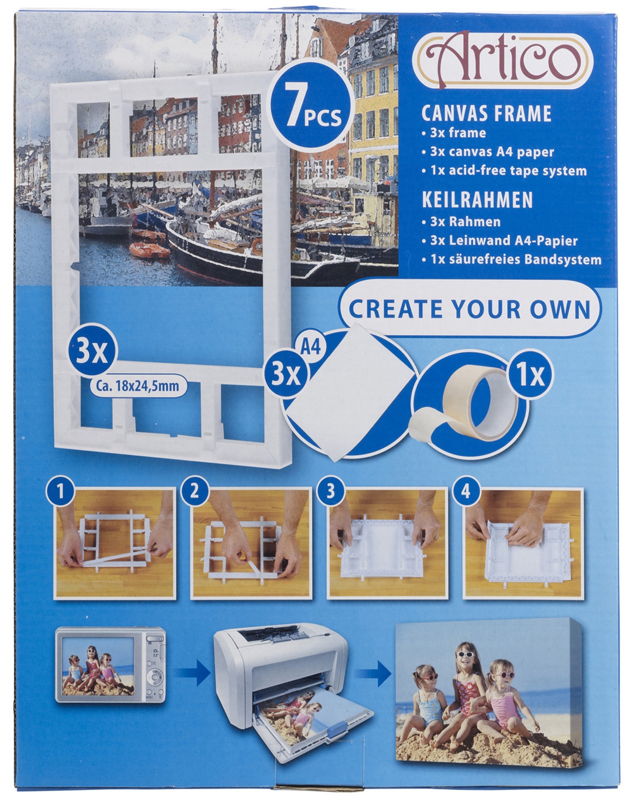7pcs Create Your Own A4 DIY Wall Canvas Picture Frames Kit Tape Arts