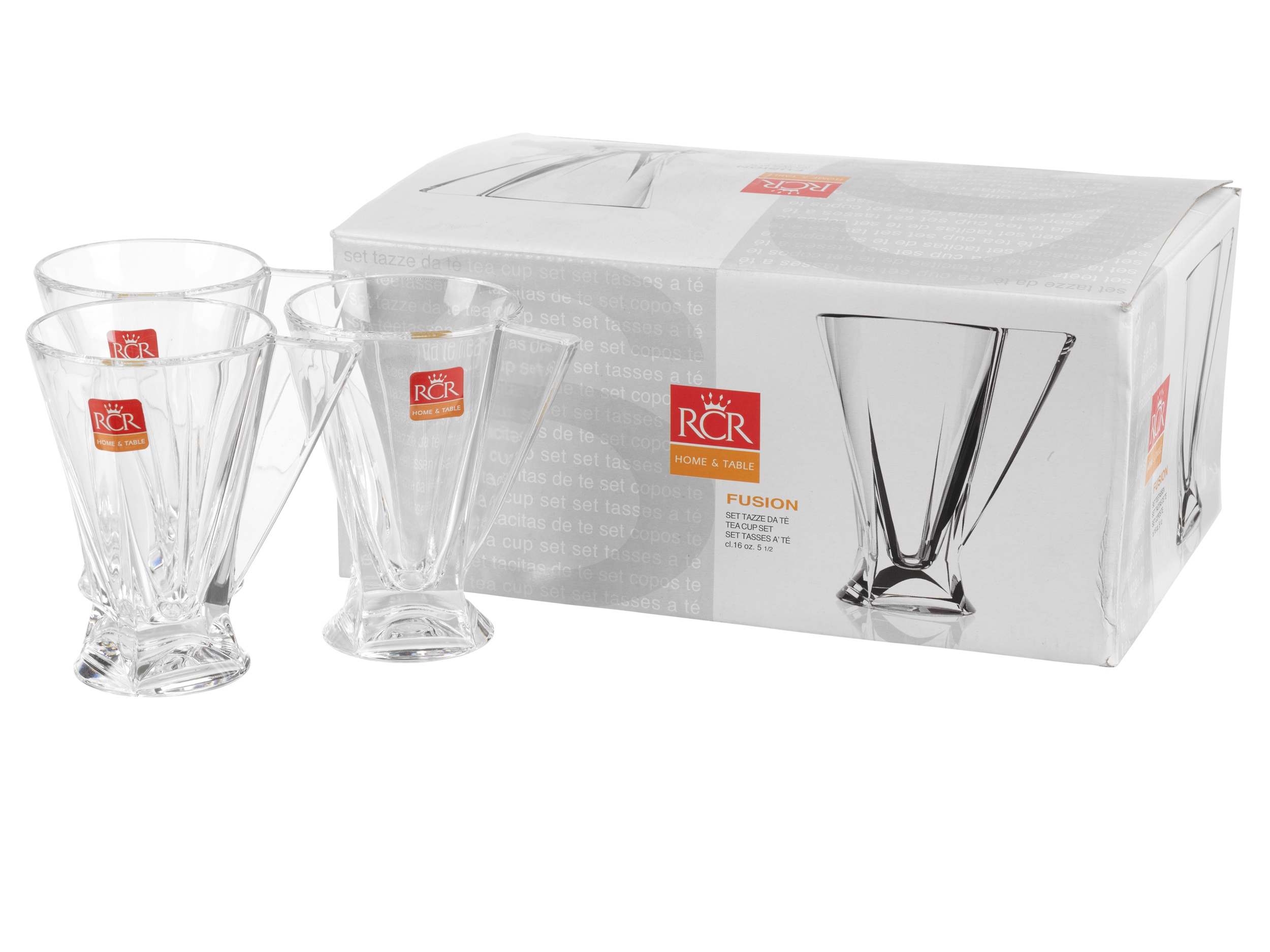 6 x 160ml RCR Fusion Lead Crystal Glass Hot Drinks Coffee Tea Cups