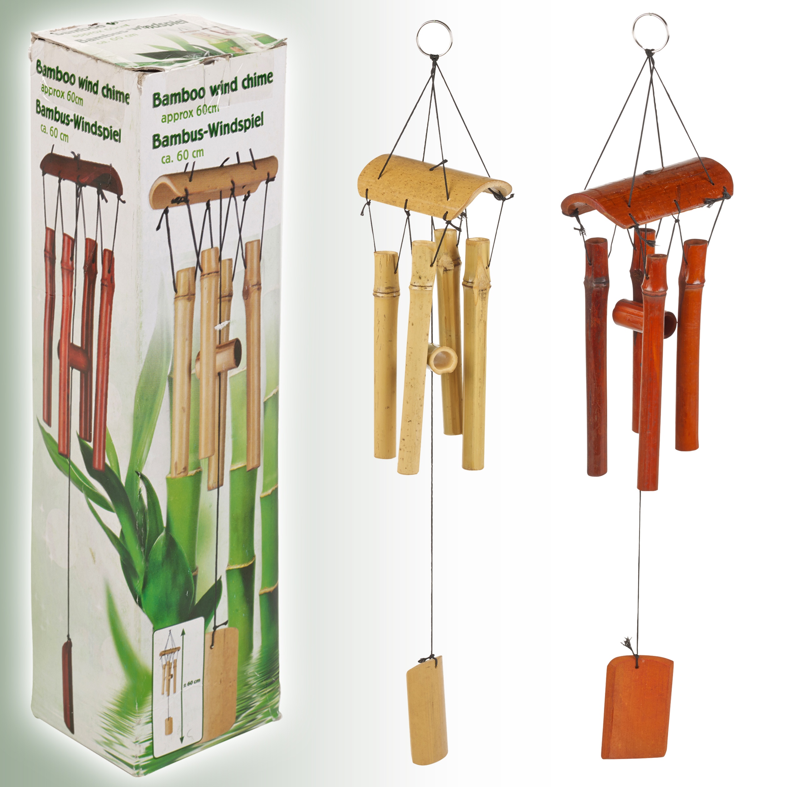 Natural Bamboo Wind Chime Garden Hanging Mobile Decoration 60cm Pipes