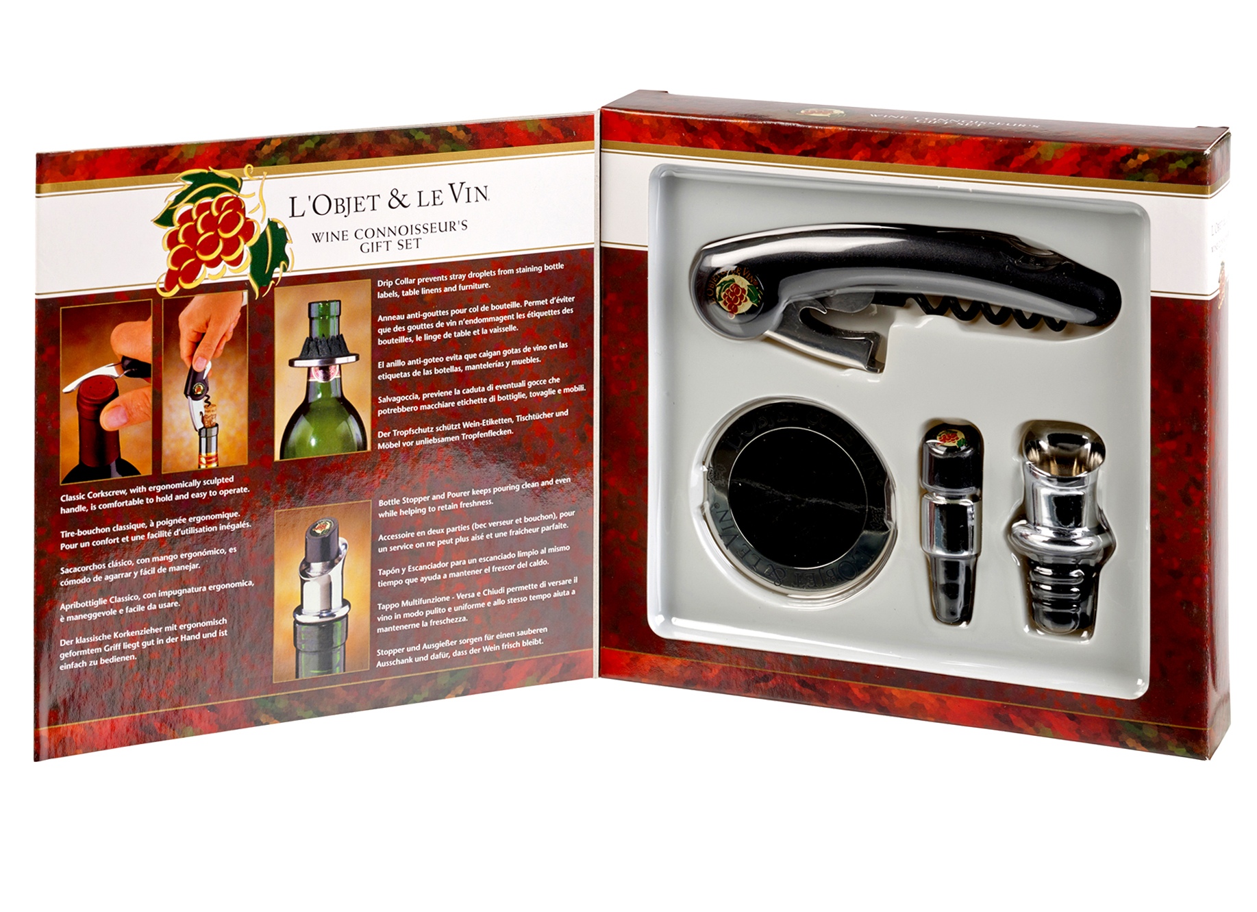 Wine Connoisseurs 4pc Gift Set Waiter's Friend Sommelier Corkscrew