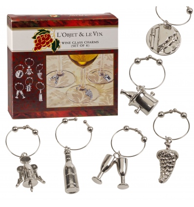 L'Objet & Le Vin Set of 6 Wine Glass Charms [LL2311NI]