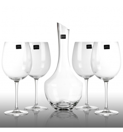 Royal Worcester Decanter & 4 Red Wine Glasses