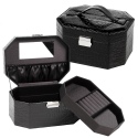 Black Crocodile Leather Effect Jewellery Box With Mirror [029859 - Art No. 330712 