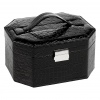 Black Crocodile Leather Effect Jewellery Box With Mirror [029859 - Art No. 330712 