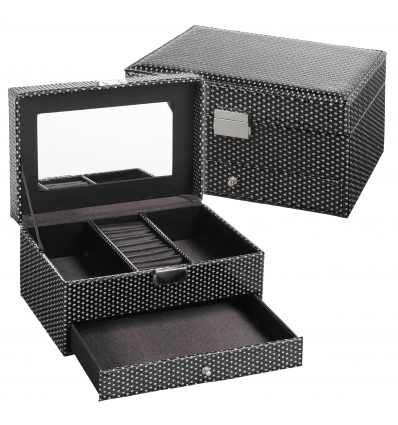 Black Diamond Effect Jewellery Box With Mirror [029880 - Art No. 330715]