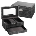 Black Diamond Effect Jewellery Box With Mirror [029880 - Art No. 330715]