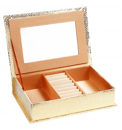 Leather Jewelery Case with Mirror - Gold