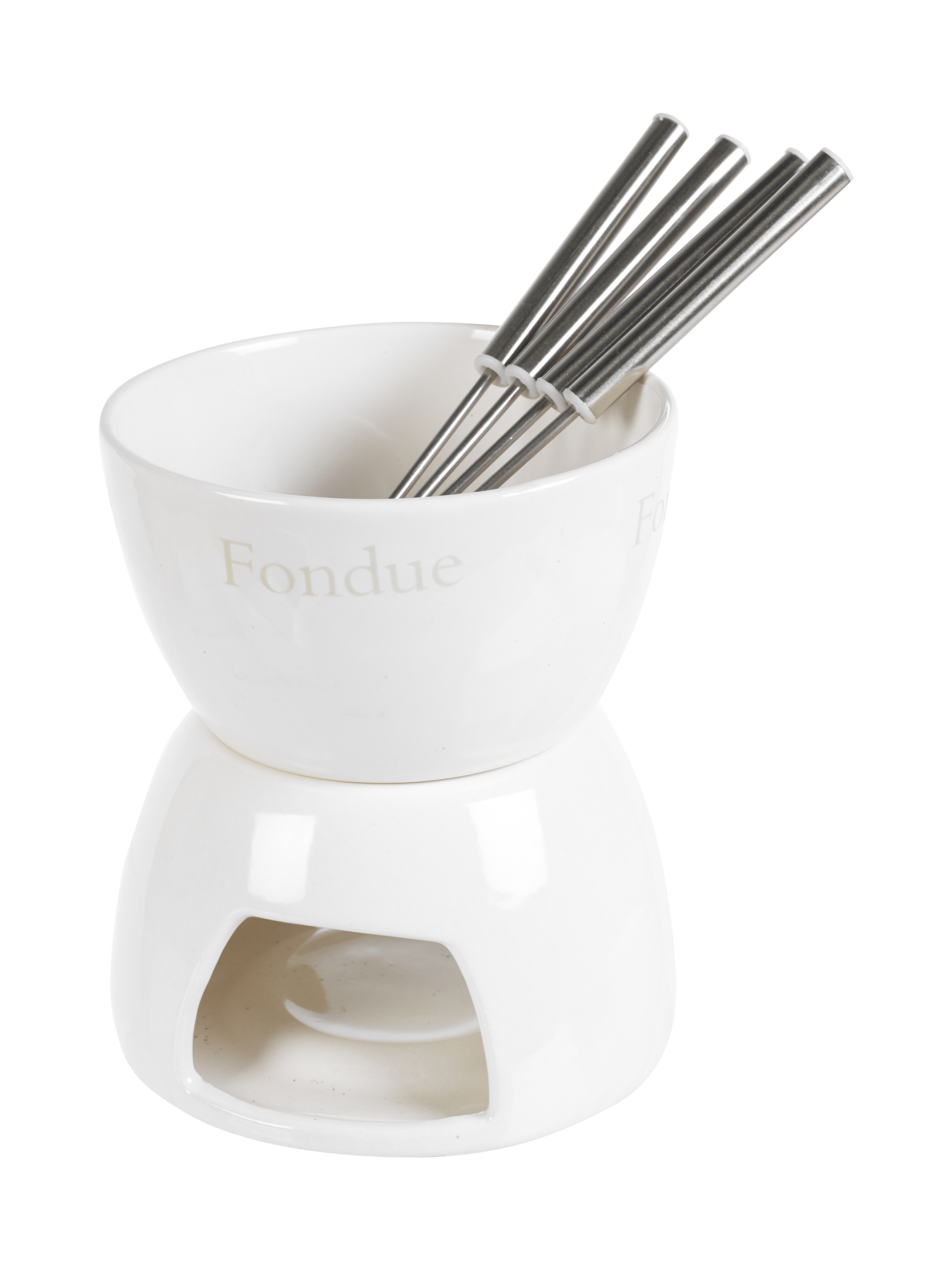 Round Ceramic Chocolate Or Cheese Fondue Set With Stainless Steel Forks