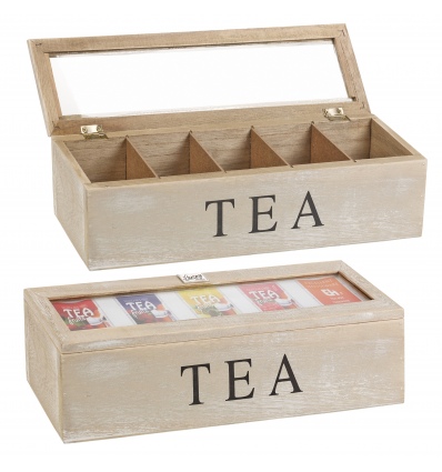 Wooden Tea Box White Washed [581501]