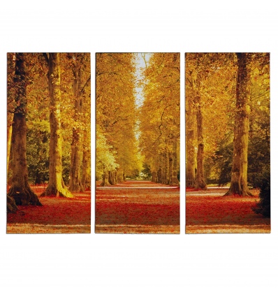 Golden Wood Triptych Canvas [126601]
