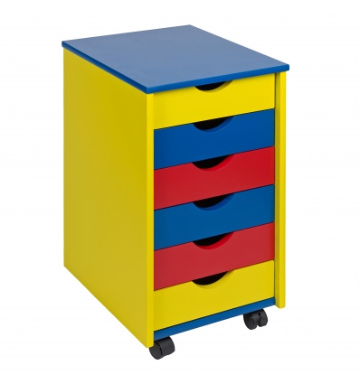 Ronny Kids Multicolored 6 Draw Unit on Casters [11209]