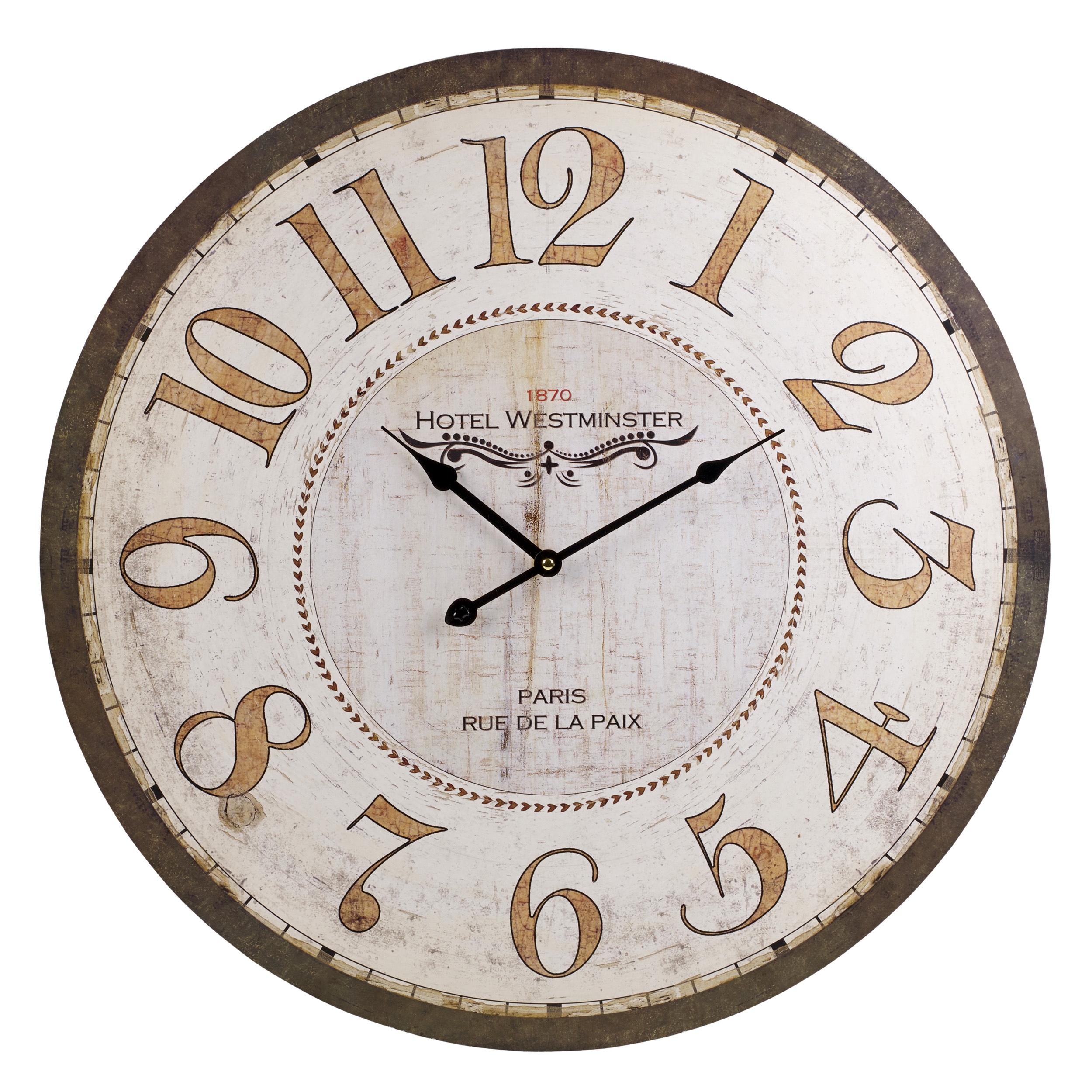 60cm Extra Large Round Wooden Wall Clock Vintage Retro Antique Distressed Style eBay