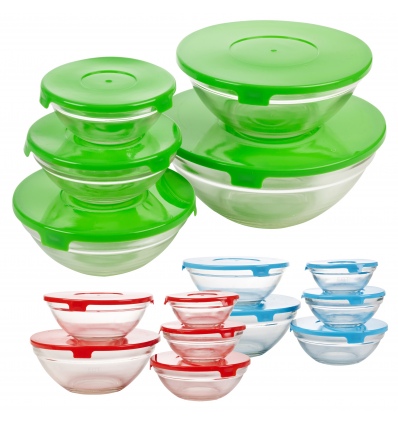 5pc Glass Bowl Set with Coloured Lid [578373]