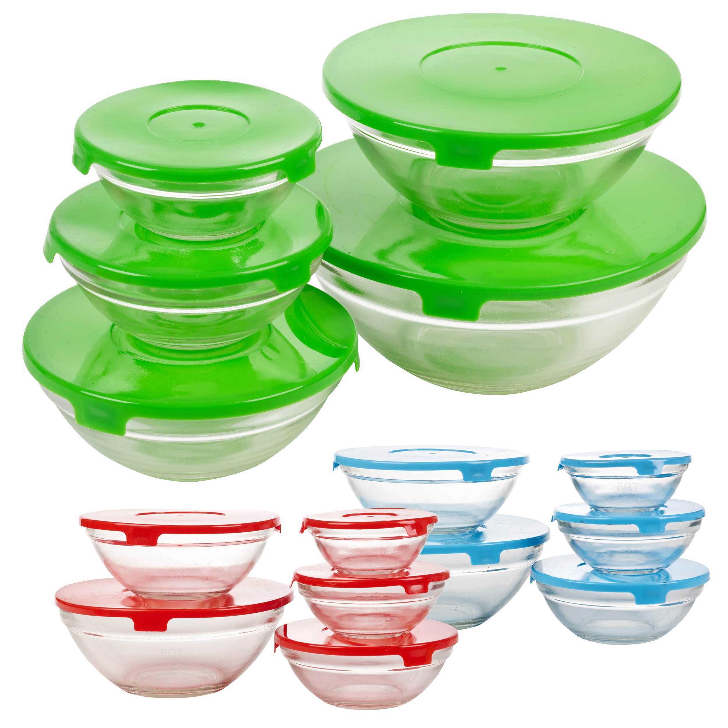 5 PCS Glass Bowl Set with Coloured Lid Food Storage Dishwasher
