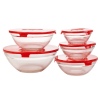 5pc Glass Bowl Set with Coloured Lid [578373]