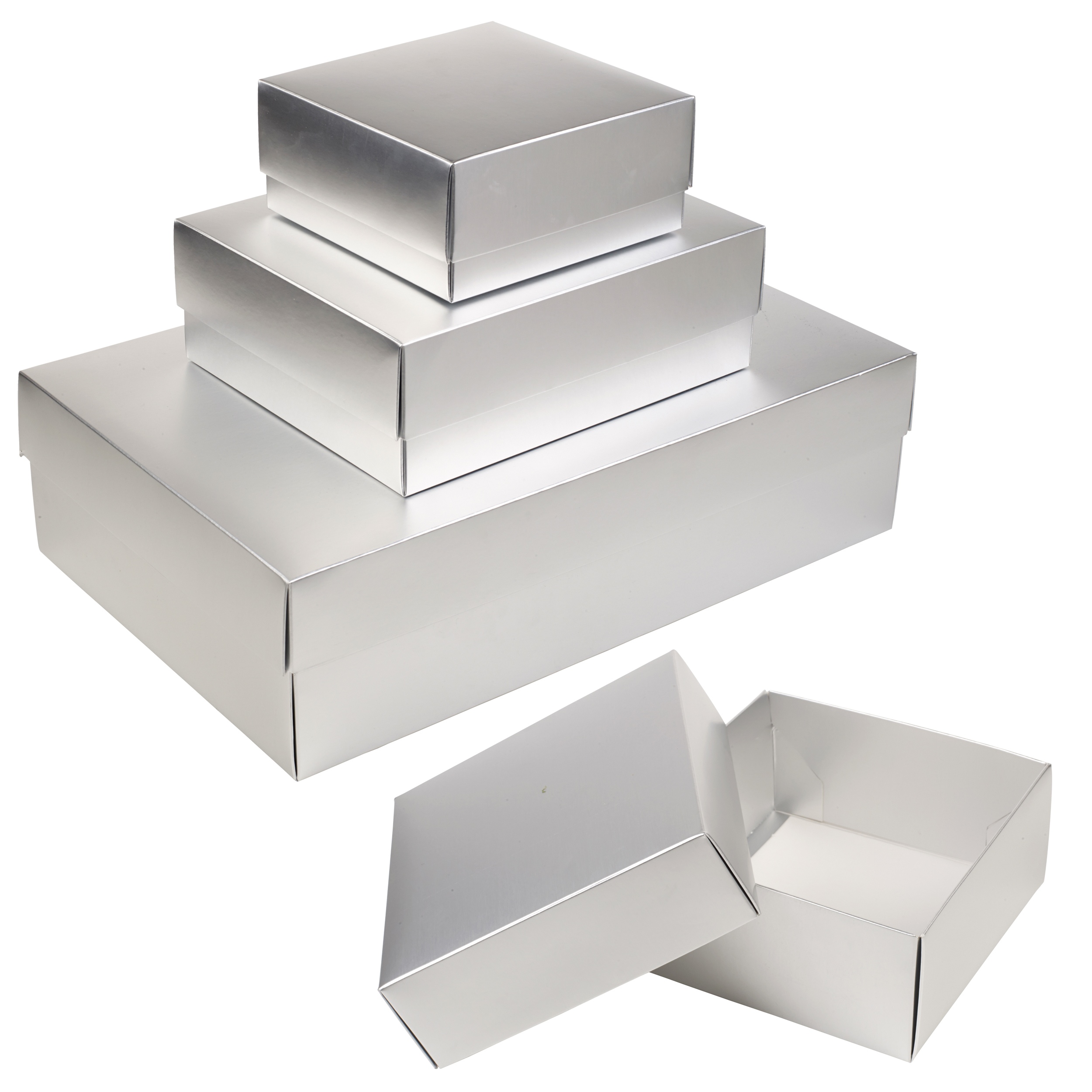 Silver gift boxes with lids