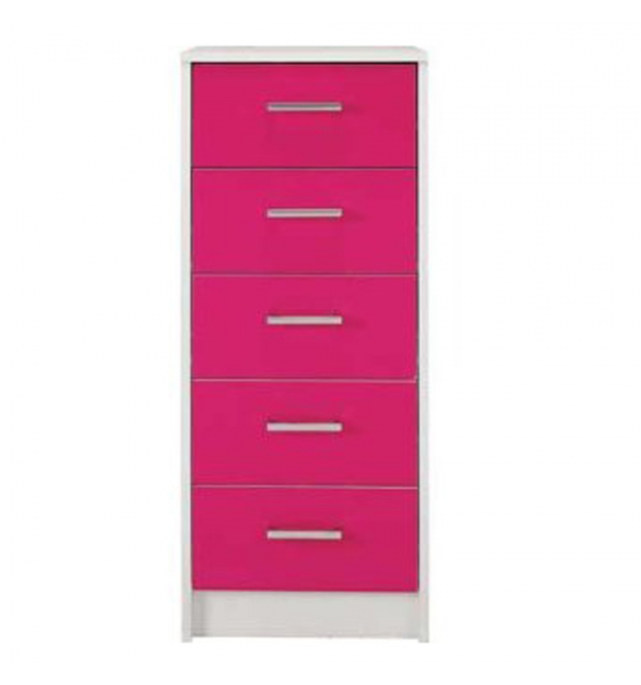 Sywell Pink Gloss White 5 Drawer Chest 615 8217