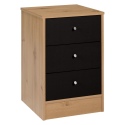 Malibu 3 Drawer Bedside Chest - Black on Pine [146/6935]