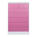 Malibu 5+2 Drawer Chest - Pink on White [152/5759]