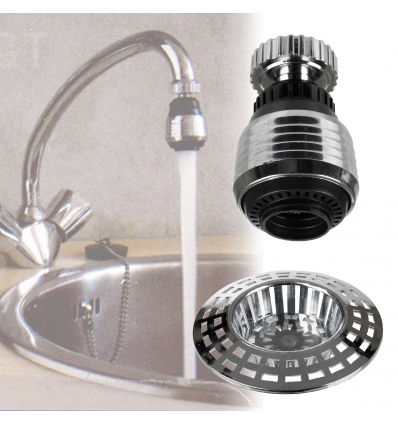 360° 2 Function Tap Aerator & Sink Sieve Set [915845]