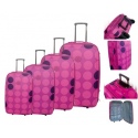 Set of 4 Dot Design Suitcases - Pink