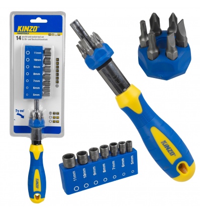 Kinzo 14pc Bit & Socket Tool Set [542041]