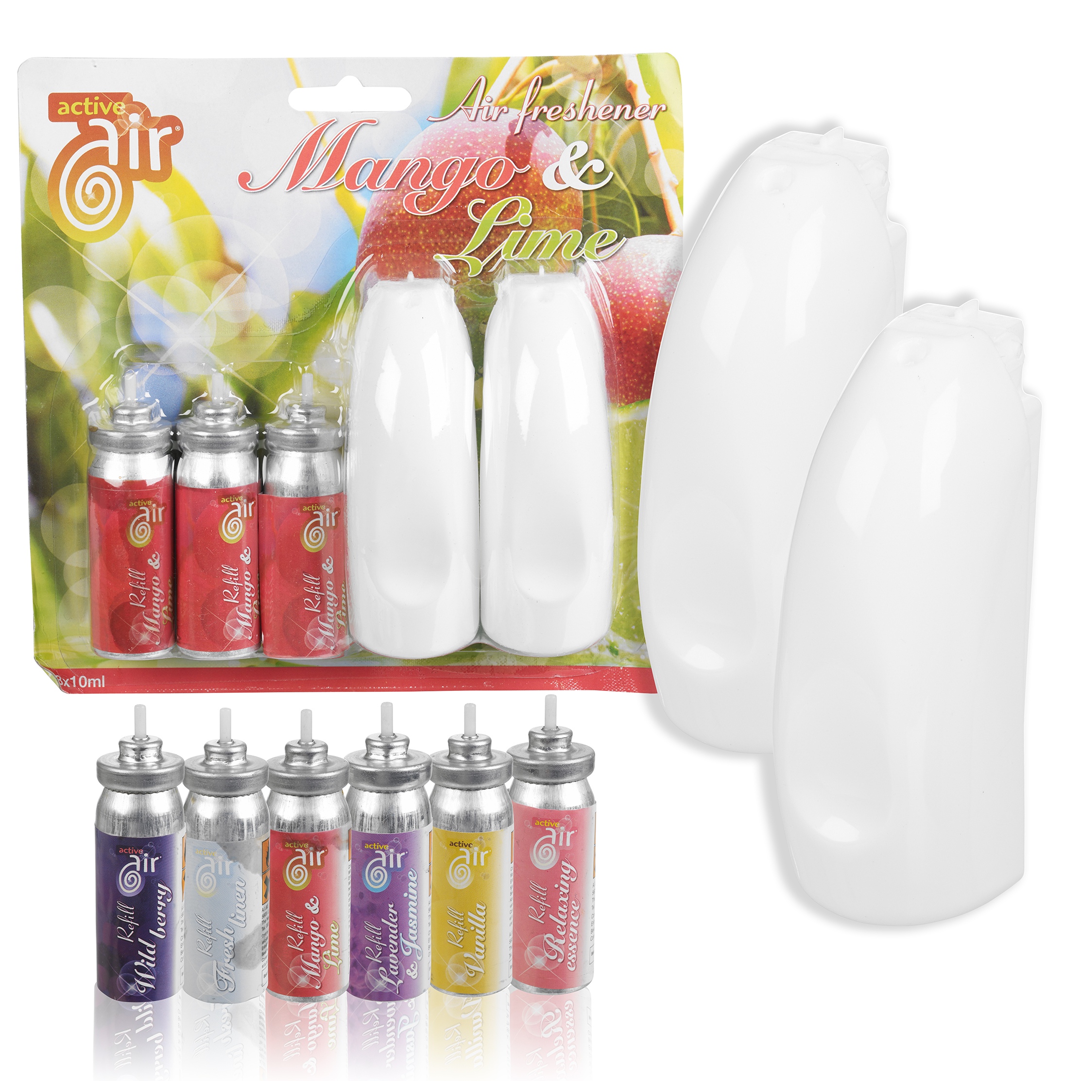 Active Air 2 x Air Freshener Spray & 3 Refills Scent Home