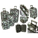 Set of 4 Flowery Trolley Cases - Black/Green