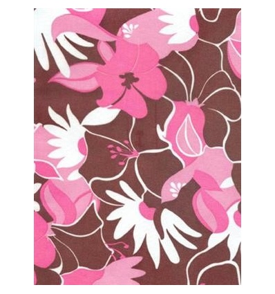 Set of 4 Flowery Trolley Cases - Coffee/Pink