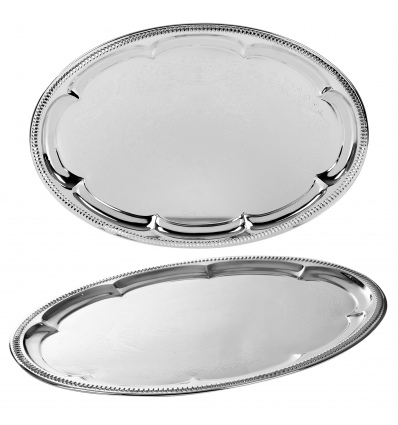 Silver Effect Mirror Polished Oval Serving Tray [290756]