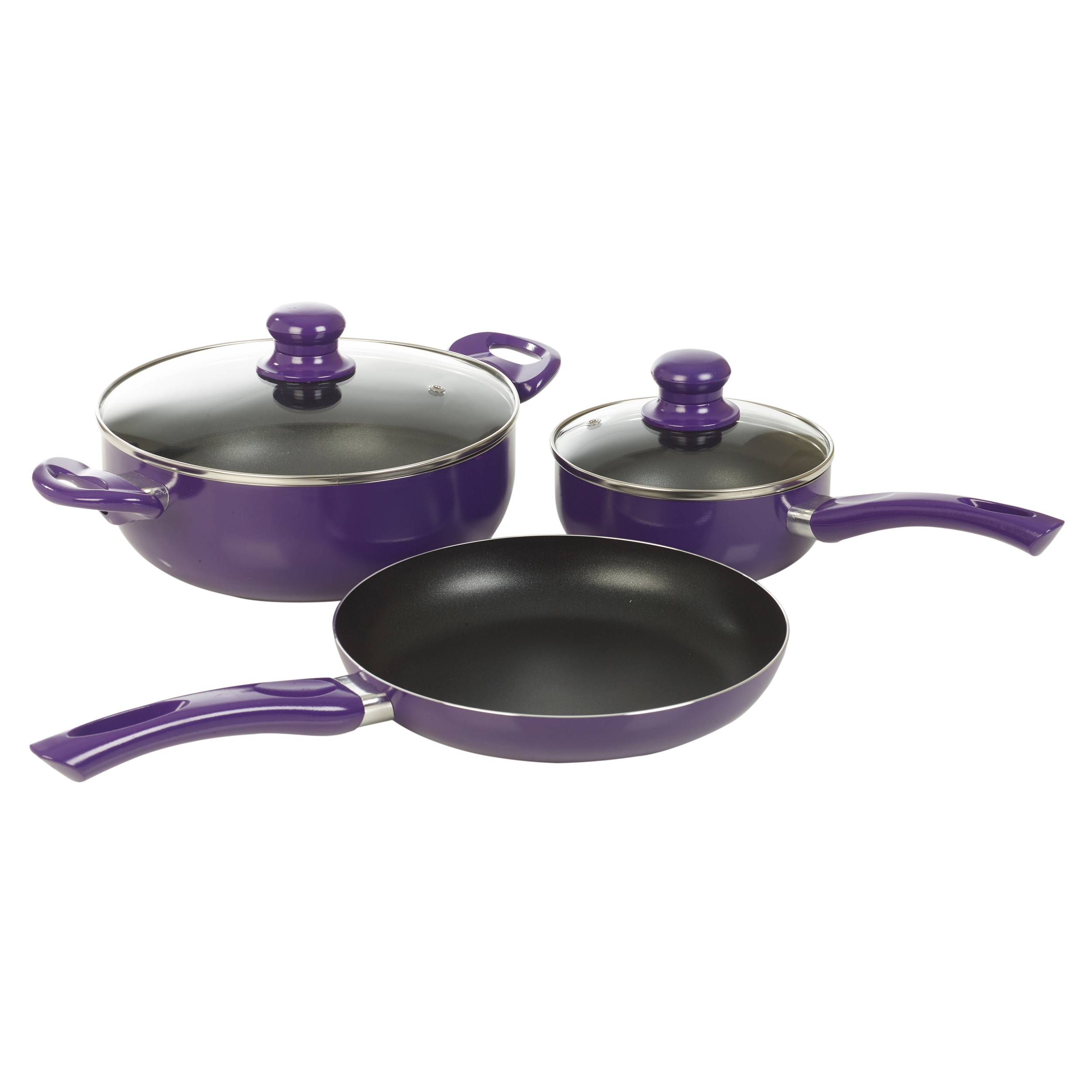 3 Piece Non Stick Aluminium Saucepan Pot & Frying Pan Cookware Set ...