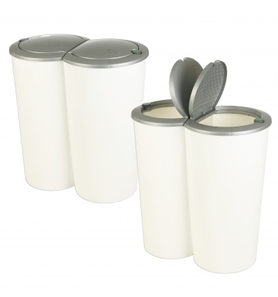 Duo Bin White w/Grey Lid 2x25L [668042]