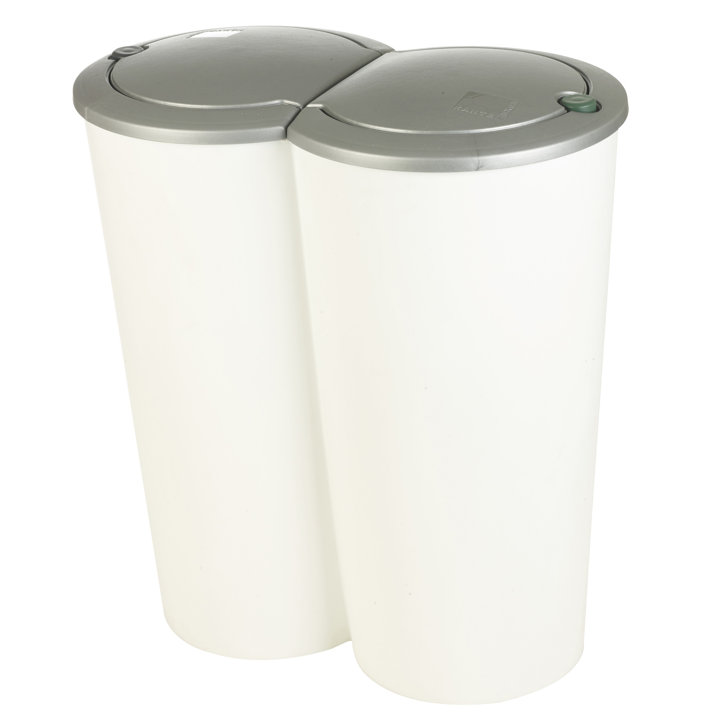 White Grey Circular Double Recycling Waste Duo Bin Plastic Disposal 2 x