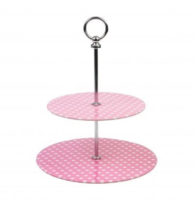 Polka Dot 2 Tier Glass Cake Stand [560285]