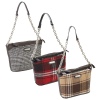 Kerr Fabric & PU Handbag w/Metal Chain