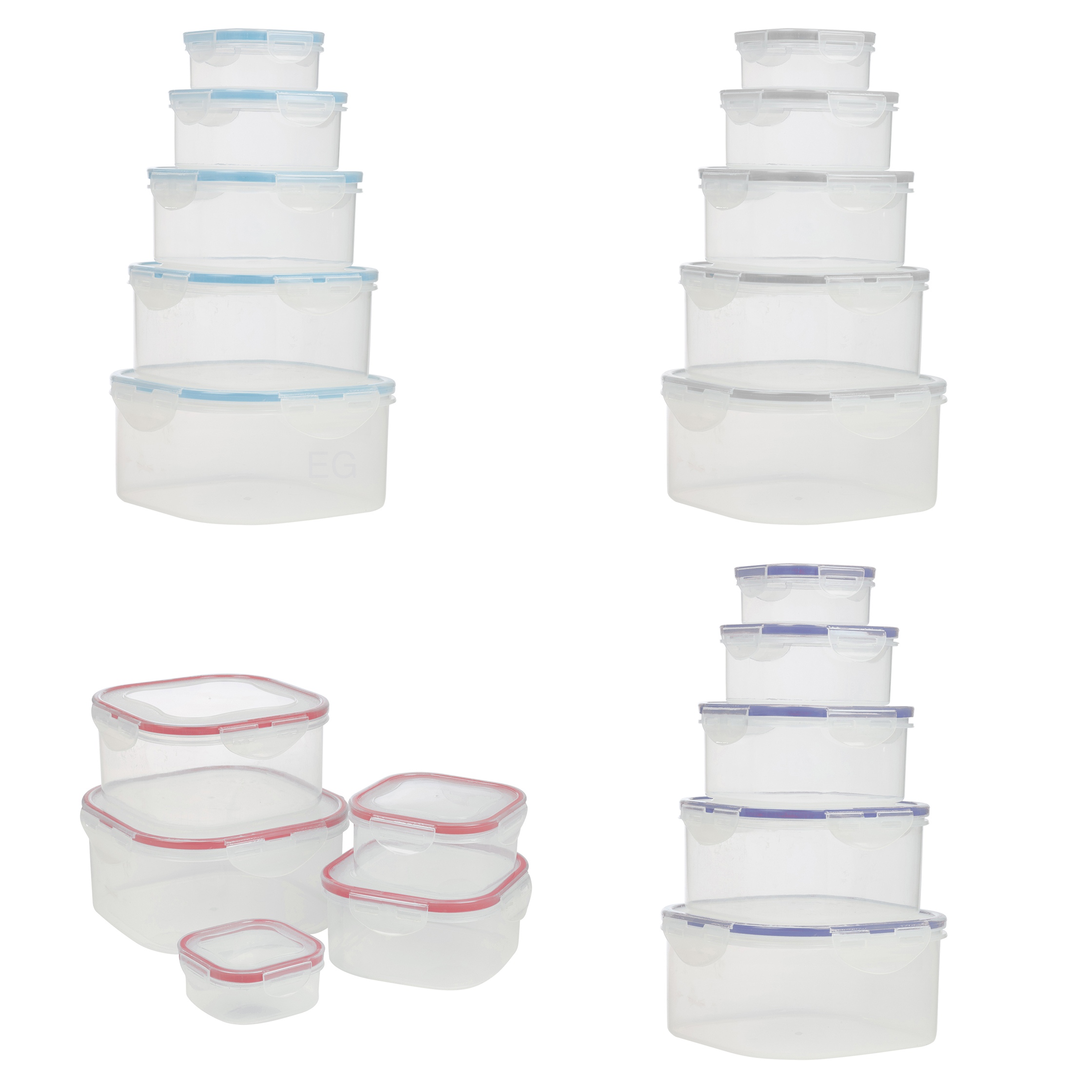 5Pcs Food Storage Clip Lock Seal Lids Containers Boxes Plastic Clear