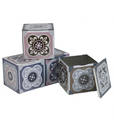 Set Of 4 Square Metal Tins [352005]