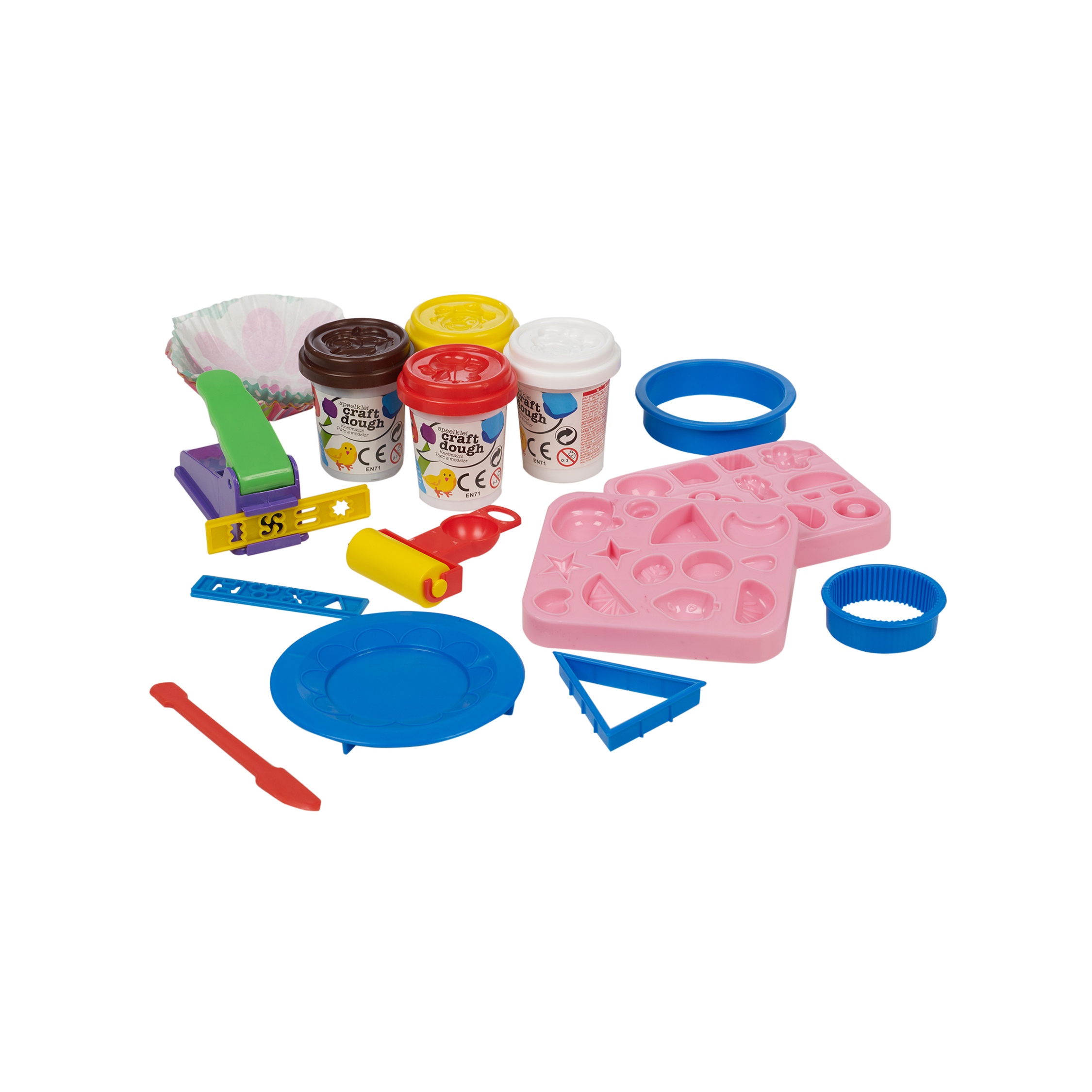 Cake Modelling Play Dough 19pc Kit Tools Accessories Set 4 Tubs Craft ...