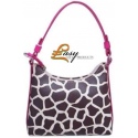 Childrens Giraffe Print Handbag (Pink Handle)