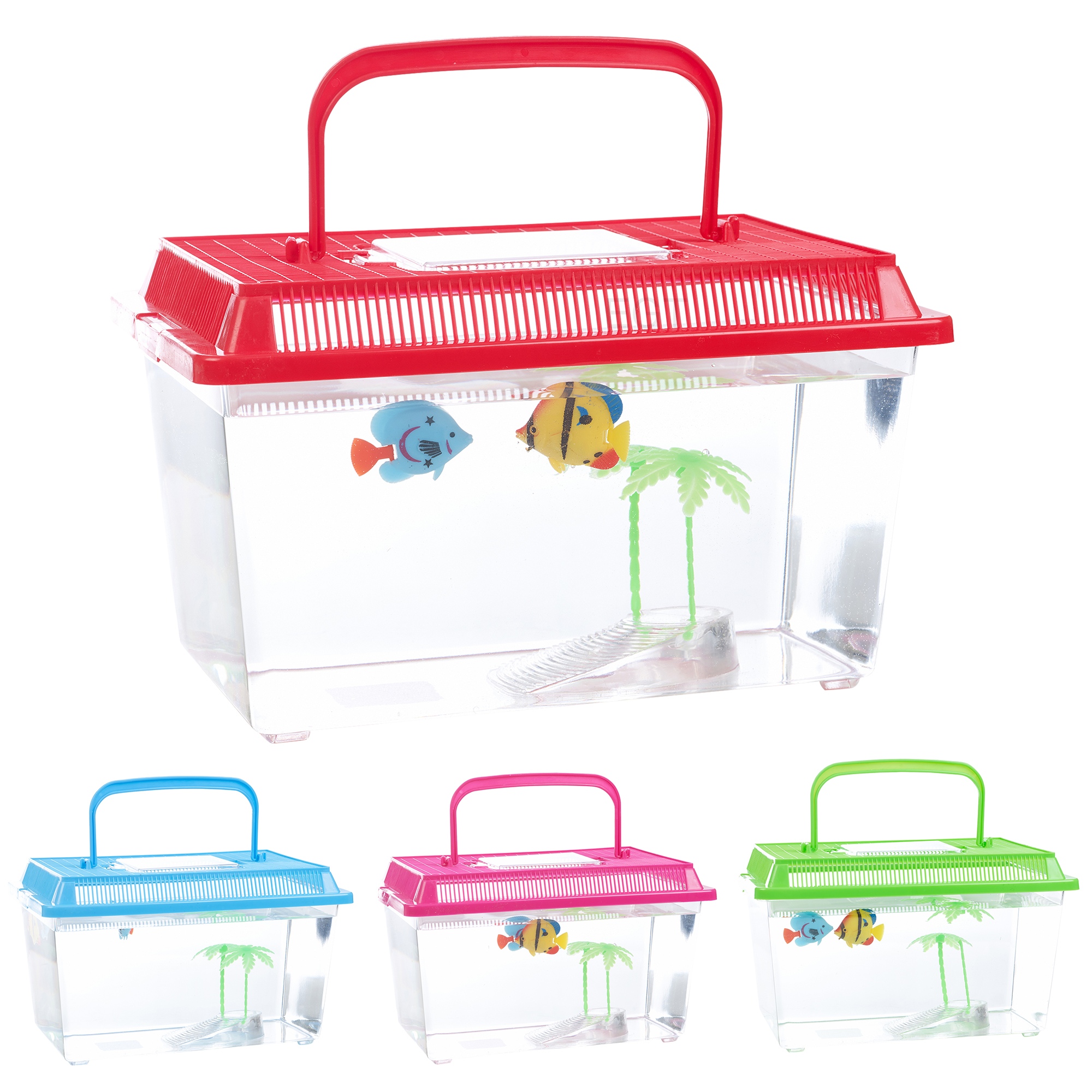 Plastic Starter Aquarium Fish Tank Reptile Insect Goldfish Cage Carry Handle Lid eBay