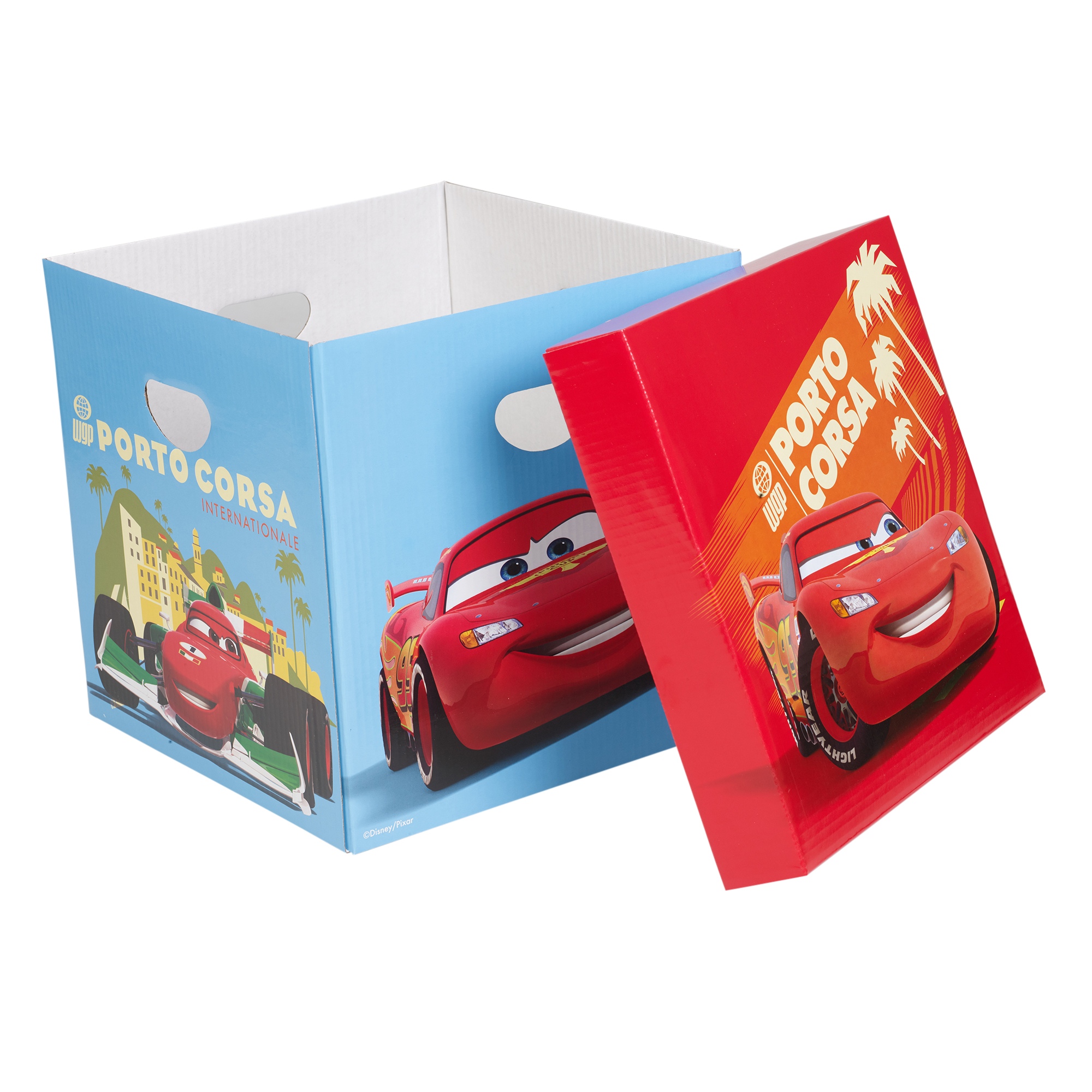 Set of 2 Disney Cars Cardboard Storage Boxes With Lids Kids Toys Arts