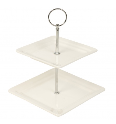 2 Tier Ceramic Square Cake Stand [205438]