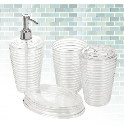 Clear Ringed Design 4pc Bathroom Set [540171]