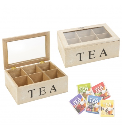 Shabby Chic White Washed Tea Box [581488]