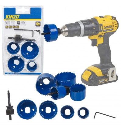 Kinzo 6pc Wood Hole Saw Drill Bit Set [792743]