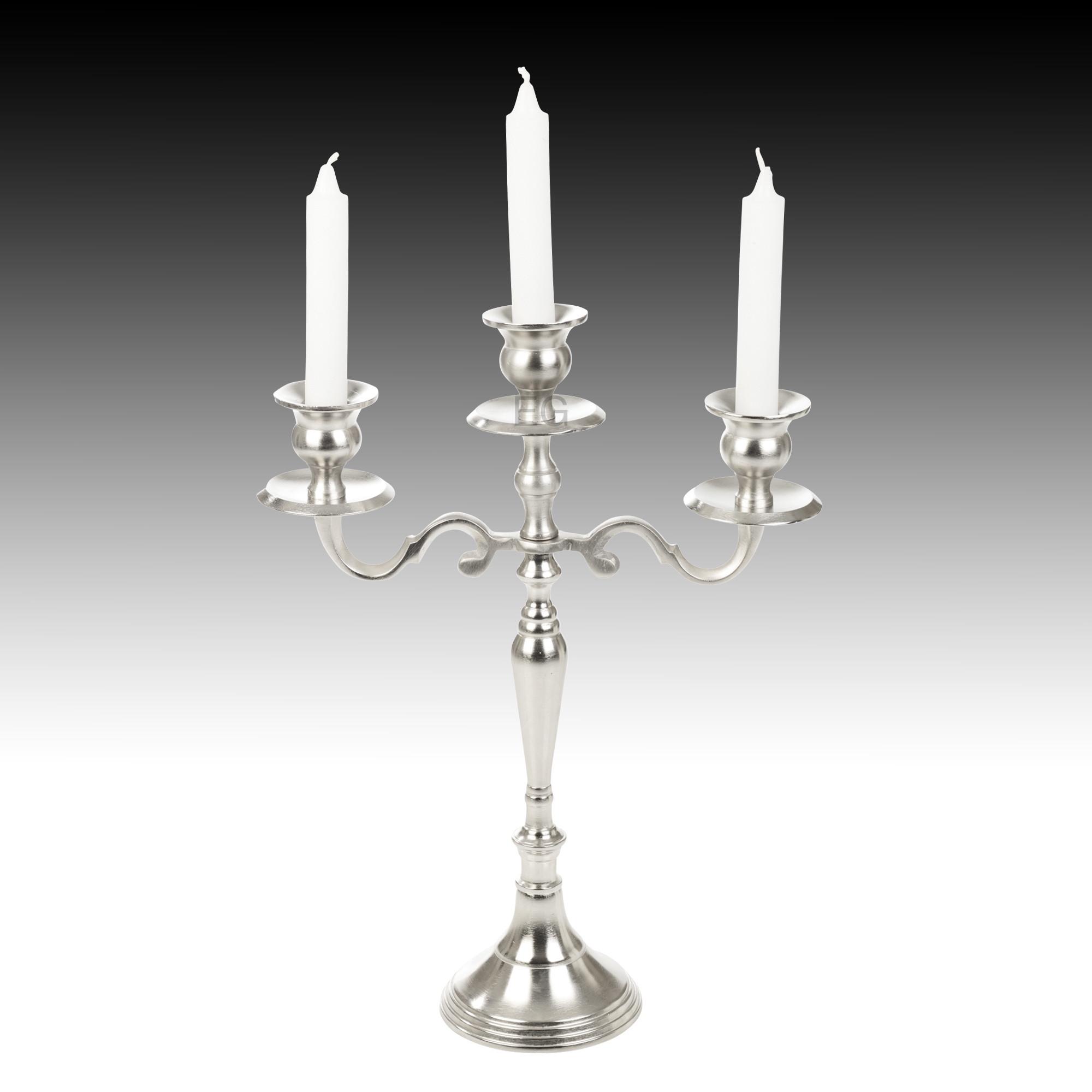 Traditional 3 Arm Candelabra Brushed Aluminium Candlesticks Candle