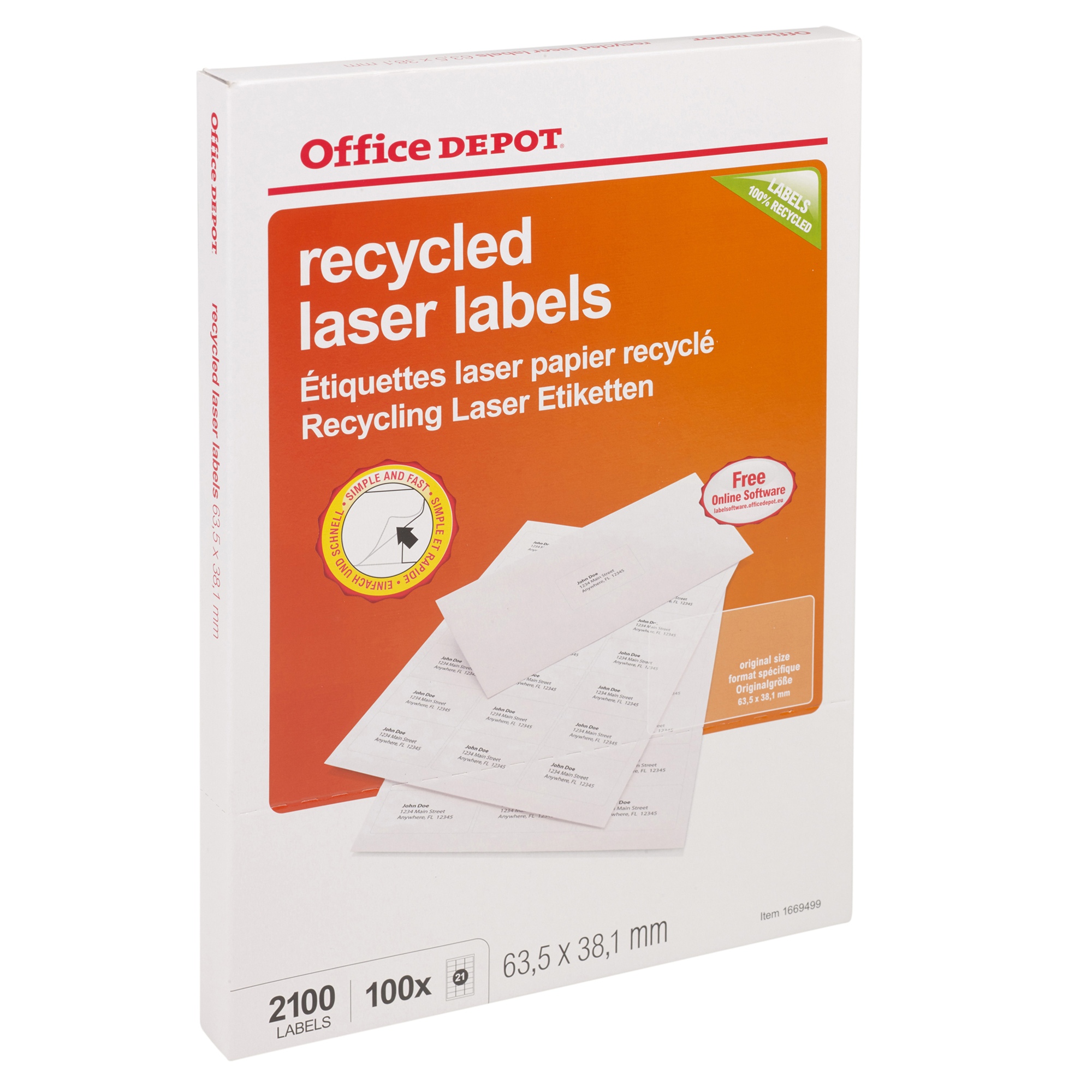 Office Depot A4 Self Adhesive Sticky Address Labels Inkjet Laser Copier 