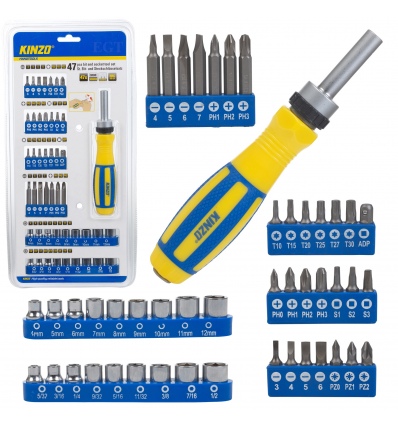 Kinzo 47pc Ratchet Screwdriver & Bit Set [541938]