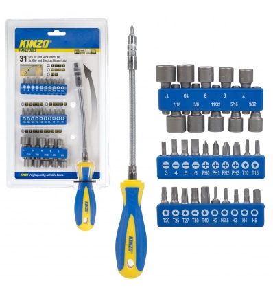 Kinzo 31pc Flexible Screwdriver & Bit Set [542058]